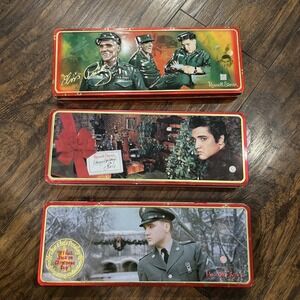 Set of 3 Elvis Presley Russell Stover Holiday Collectible Tins‎ Empty 00 01 03